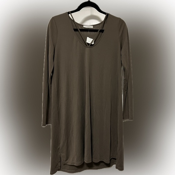 NWT LUSH modal Olive green, long sleeve, scoop neck dress - size S - Picture 1 of 5